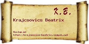 Krajcsovics Beatrix névjegykártya
